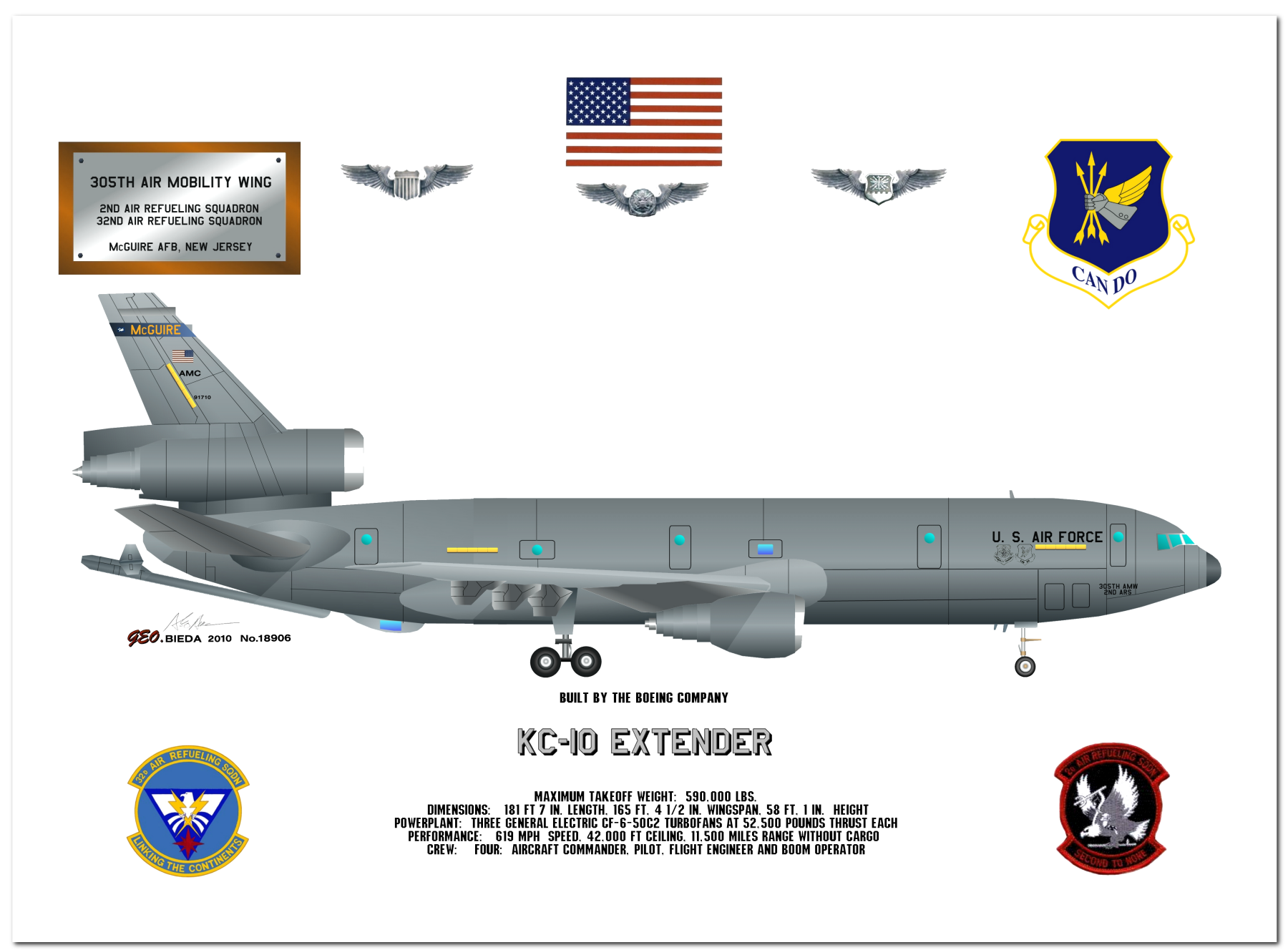 KC-10 Extender Profile Drawings by George Bieda